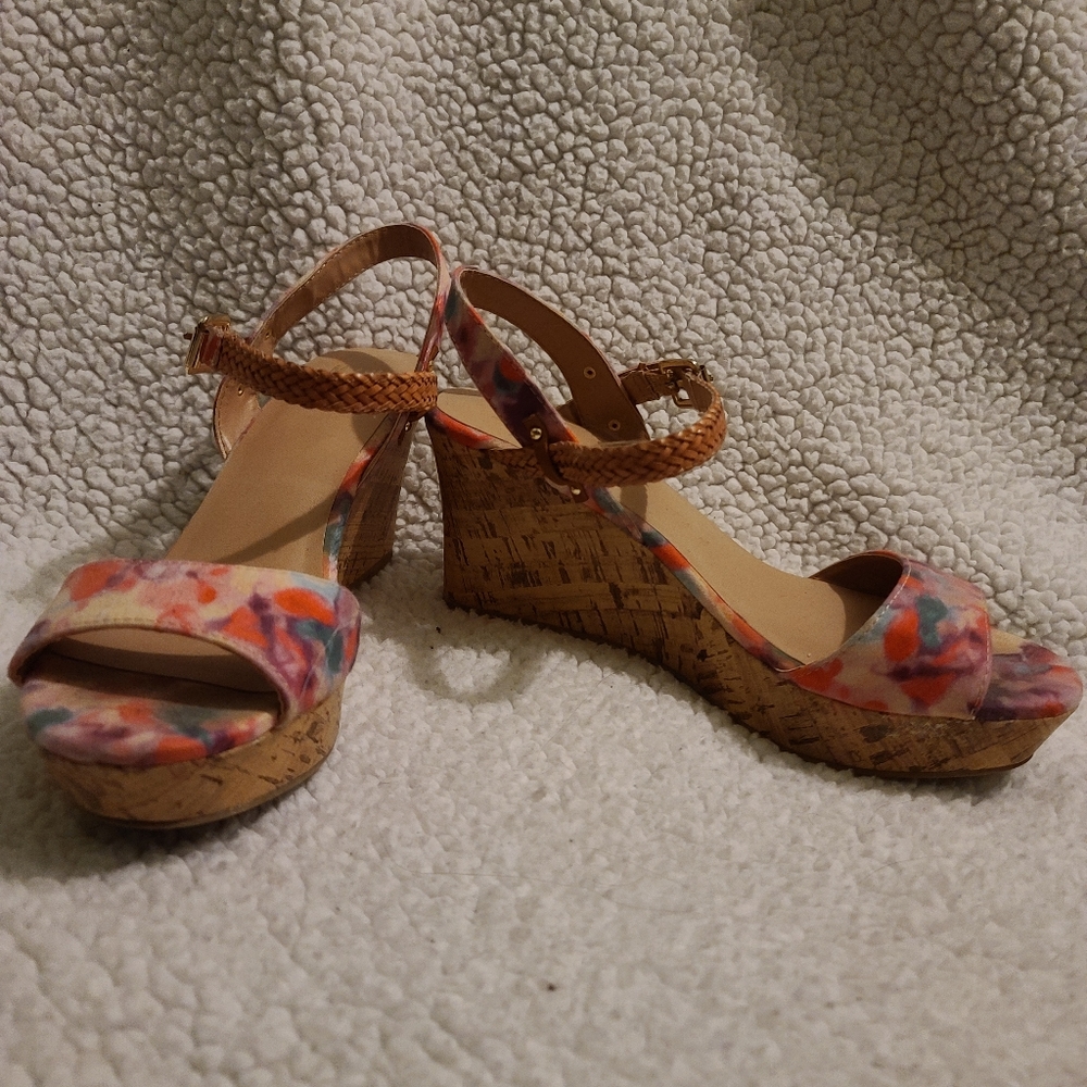 Tye dye wedge heels